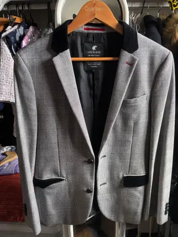 LOVELLESS 그레이 체크 테일러드 자켓