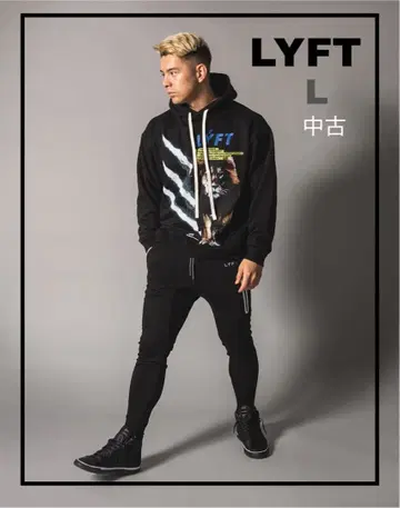 LYFT 프린트 블랙 후드티 L 중고 스트릿 후디