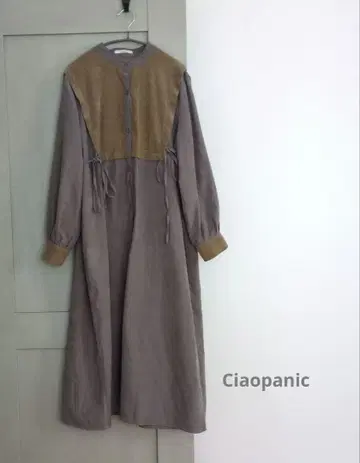 코듀로이 스웨이드 절개 긴팔 원피스 Ciaopanic 롱