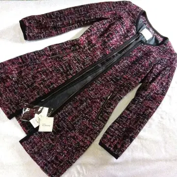 미착용 택 포함 이탈리아제 원단 노카라 코트 트위드