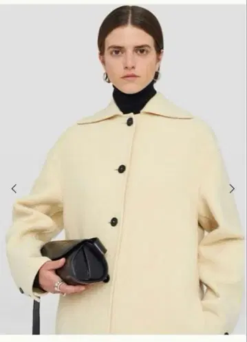 질 샌더 크림색 롱 코트