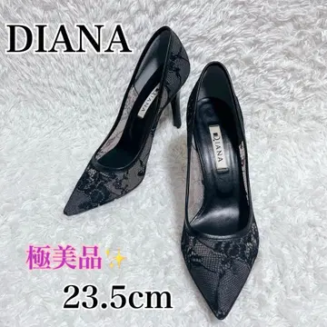 새상품급 다이애나 꽃무늬 레이스 펌프스 블랙 23.5cm 스틸레토
