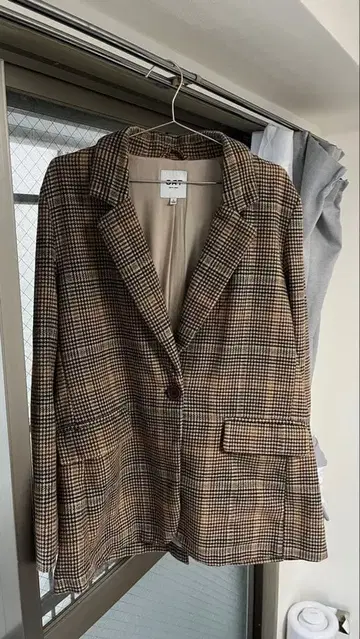 체크 무늬 빈티지 테일러드 자켓