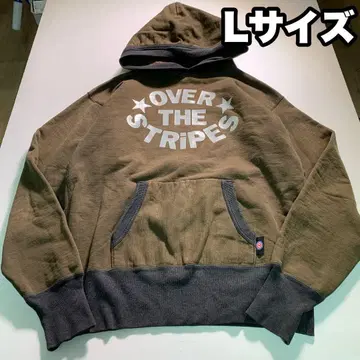 OVER THE STRIPES 후드 부착 후드티 맨투맨 L 로고