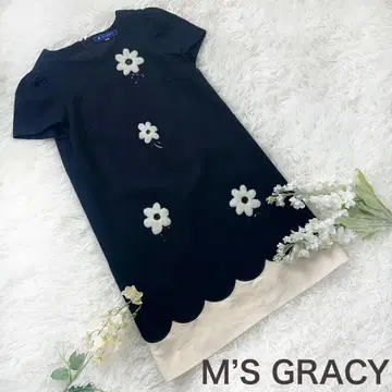 엠즈 그레이시 까멜리아 원피스 꽃무늬 블랙 M 울 큐프라