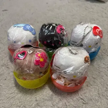 산리오 헬로키티 봉제 인형 볼체인 2종 전체 5개 컴플리트 세트