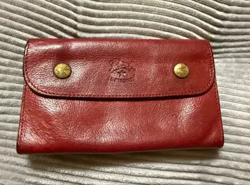 일비종떼 작은 가죽 빨간색 이단 접이식 지갑