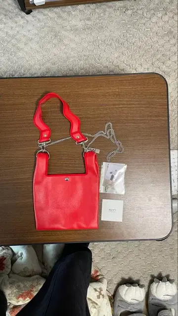 가죽 숄더백 레드 nori enomoto