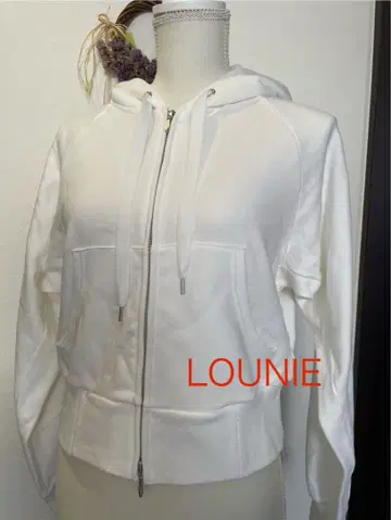 LOUNIE 더블 지퍼 화이트 후드티 택 포함 미사용품