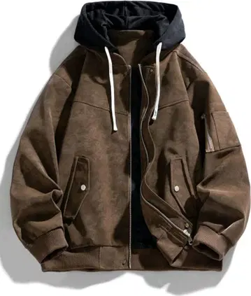 남성용 롱 기장 루즈핏 모터사이클 가죽 자켓 후드 부착