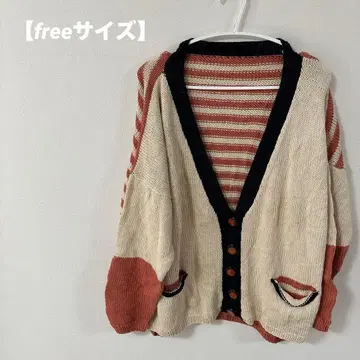 새상품급 [free 사이즈] 스트라이프 니트 가디건 귀여운 레트로풍