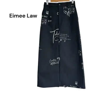 Eimee Law 텍스트 프린트 타이트 스커트 블랙 M 슬릿