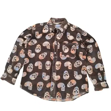 DOUBLE SHOCK 스컬 패턴 긴팔 셔츠