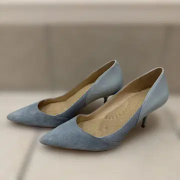 스카이블루 스웨이드 스틸레토 하이힐