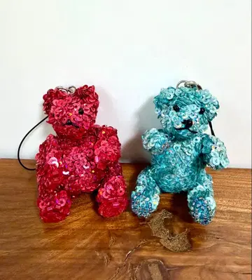 칠리아 스튜디오 곰 모양 스팽글 키링 2개 세트