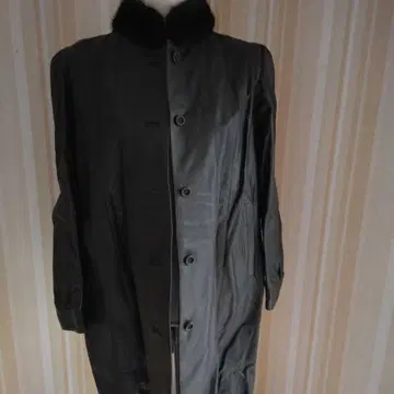 소가죽 블랙 가죽 퍼 달린 롱 코트