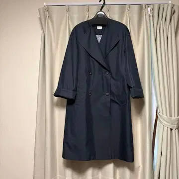 네이비 더블 브레스트 롱 코트