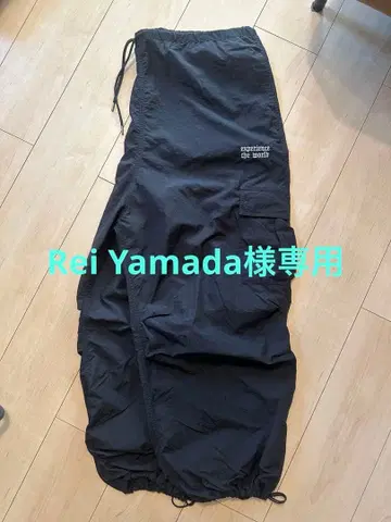 블랙 카고 팬츠 허리밴딩 포켓 부착