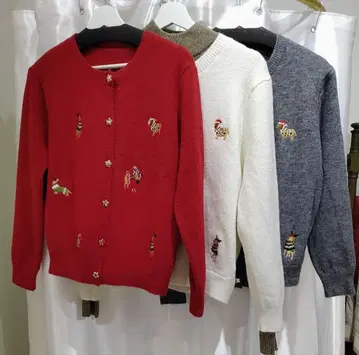 자수 디자인 가디건 3가지 색상 전개