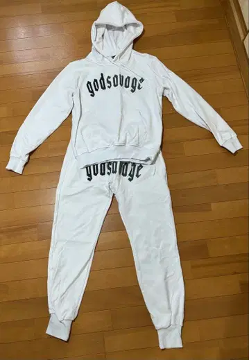 godsavage SWEATPANTS.HOODIE WHITE & GREY