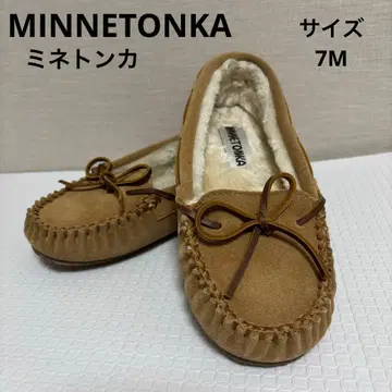 MINNETONKA 미네통카 모카신 베이지 스웨이드 리본 포함