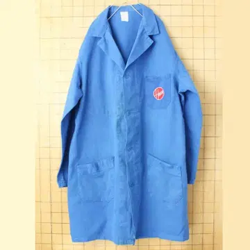 70s 80s 프랑스제 HOOVER 워크 코트 XL 블루 와펜 aw70