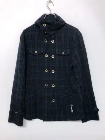 00's Hap Jacobs 구제 의류 체크 무늬 스탠드 카라 자켓