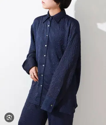 CITY SHOP / 새틴 자카드 셔츠 네이비 세트 판매 가능