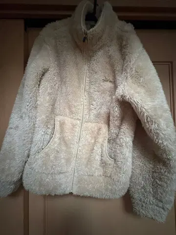 베이지 플리스 자켓 풀 지퍼