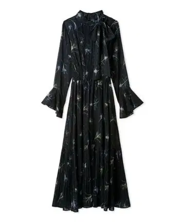 FRAY I.D 보타이 플리츠 프린트 원피스