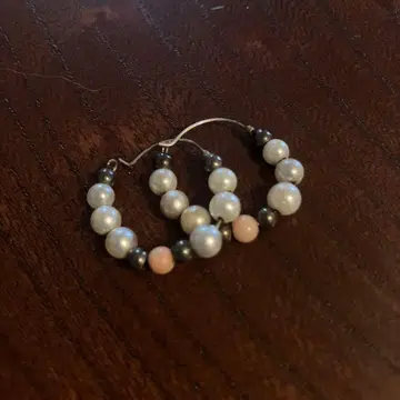 펄 비즈 후프 귀걸이