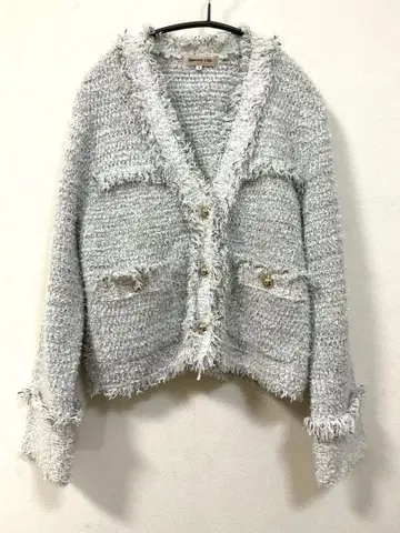 새상품 미사용 아푸와이저 리셰 라메 트위드 니트 자켓 라이트 그레이 S