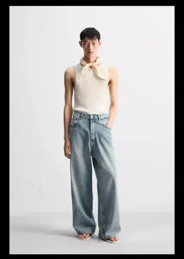 ZARA 엑스트라 배기 핏 진 라이트 블루 EU36