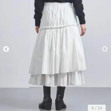 새상품급 유나이티드 애로우즈 [ 38=M ] P 캉캉 스커트 화이트