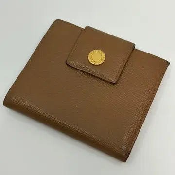 불가리 지갑 이단 접이 브라운 가죽