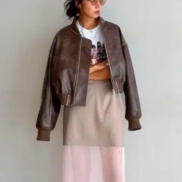 searoomlynn 빈티지 에코 가죽 블루종