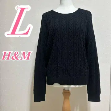 H&M 블랙 니트 L 사이즈 케이블 짜임 캐주얼 코디 세련됨