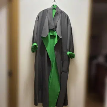 그레이/그린 리버시블 롱 코트