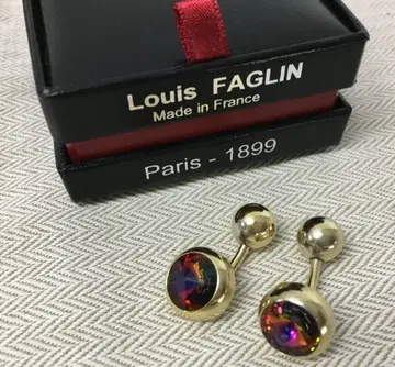 루이 파그랑 장식 골드 커프스 단추 페어 케이스 완비