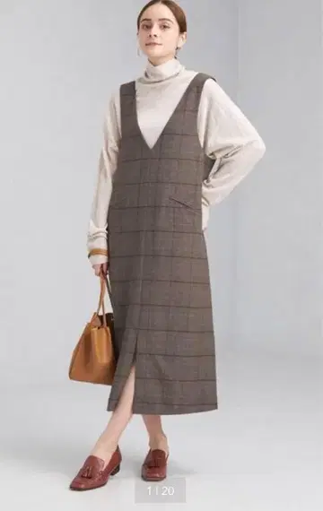 그린 라벨 릴랙싱 파우더 TR 체크 롱 원피스