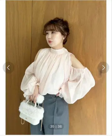 snidel 드레이프 보타이 쉬폰 블라우스 새상품급