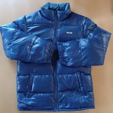 네이비 폴리에스테르 자켓 프론트 지퍼 포함