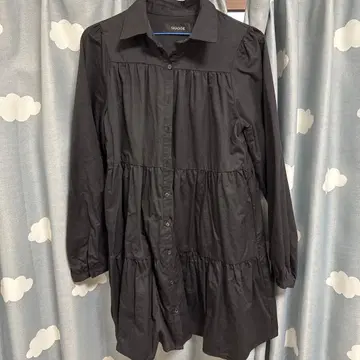 SHAGGIE 블랙 셔츠 원피스 티어드 원피스