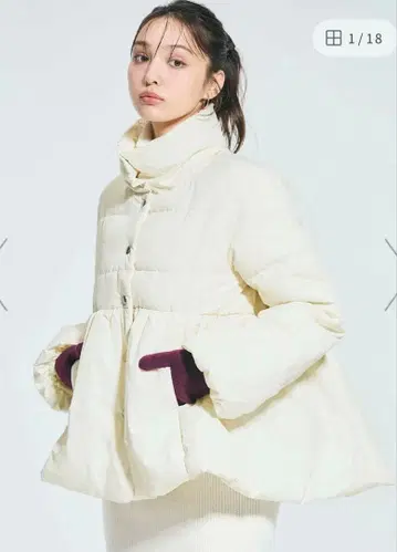 coca 충전솜 스탠드 카라 플레어 블루종