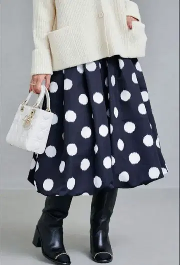 오블리 OBLI 흐릿한 도트 벌룬 스커트
