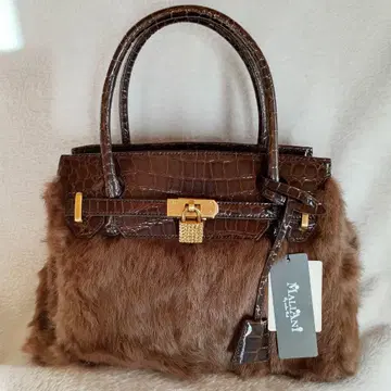 MALIANI 브라운 퍼 핸드백