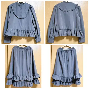 시마무라 미나카타 유이 미나유이 블라우스 스커트 셋업 LL 그레이