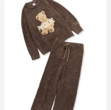 [ 미사용 새상품 택 없음 ] 젤라피케 파우더 멜란지 베어 자카드 풀오버