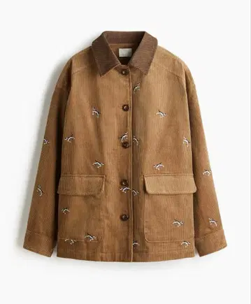 [ 미사용 새상품 ] H&M 코튼 코듀로이 자켓 자켓 강아지 자수