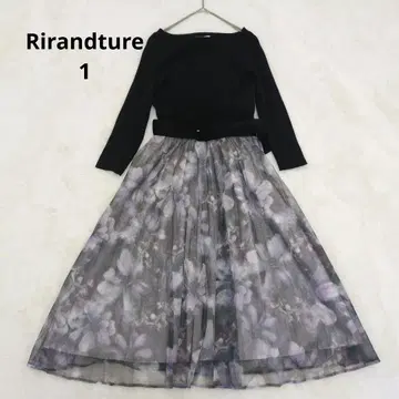 Rirandture 코드 튤 레이스 도킹 원피스 꽃무늬 블랙 S